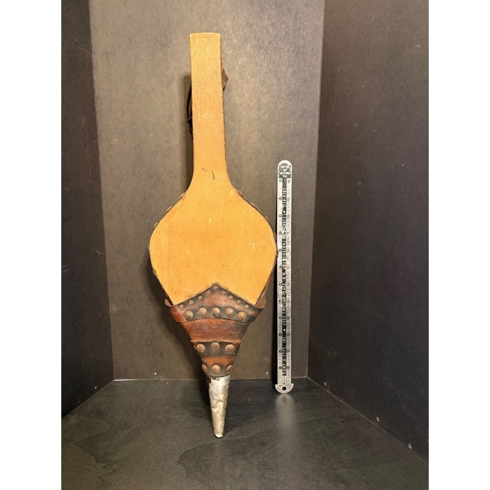 Antique Wood and Leather‎ Fireplace Bellows Rustic Hearth Tool 17 Inch